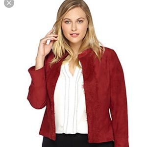 NWT Faux Sued Lace Trim Jacket